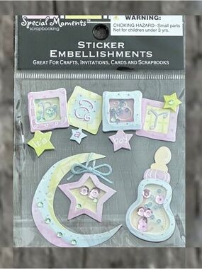 💞 New Moon Stars Bottle & It’s A Boy Baby Dimensional Scrapbook Craft Stickers
